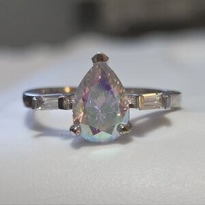 Charmed Aroma Stirling Silver Ring with Pink Teardrop Gemstone